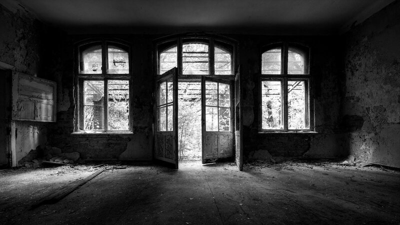 Abandoned Room Interior — Black, Desolate