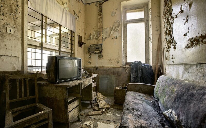 Abandoned Room Interior — Brown, Desolate, Photograph