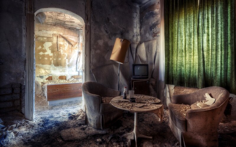 Abandoned Room Interior — Brown, Desolate