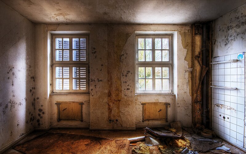 Abandoned Room Interior — Brown, Dramatic, Afternoon, Photograph