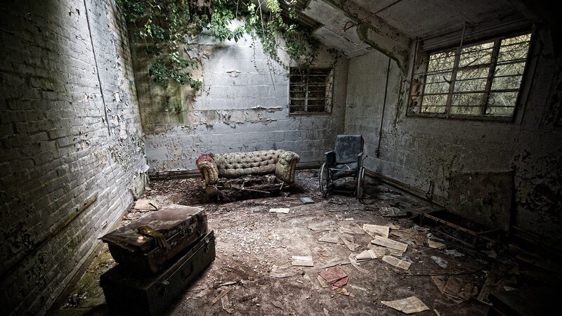 Abandoned Room Interior — Gray, Desolate, Photograph