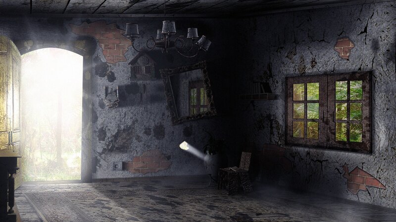 Abandoned Room Interior — Gray, Dramatic, Morning