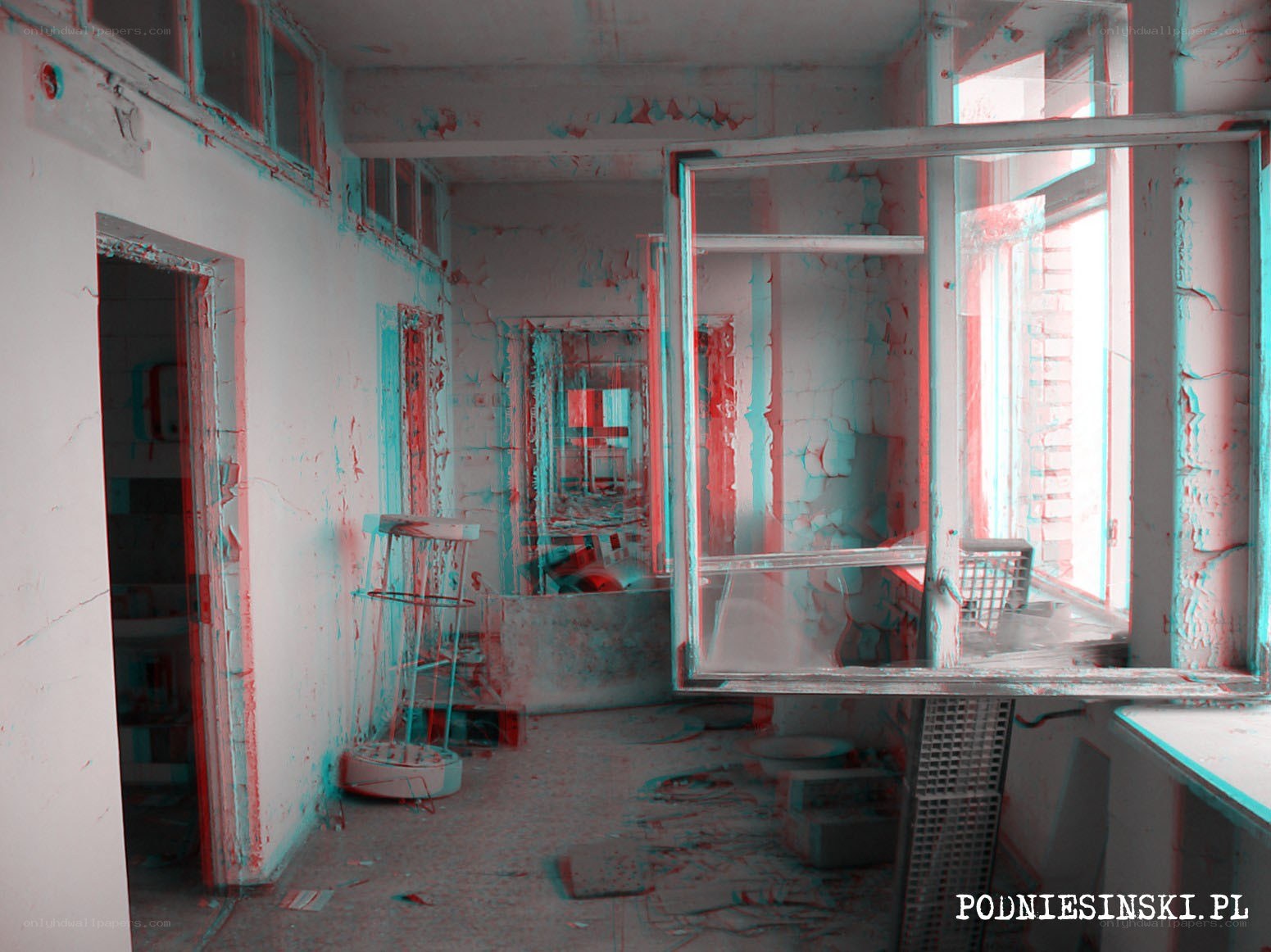 abandoned room with anaglyph effect