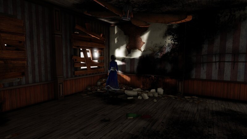 abandoned room with broken wall