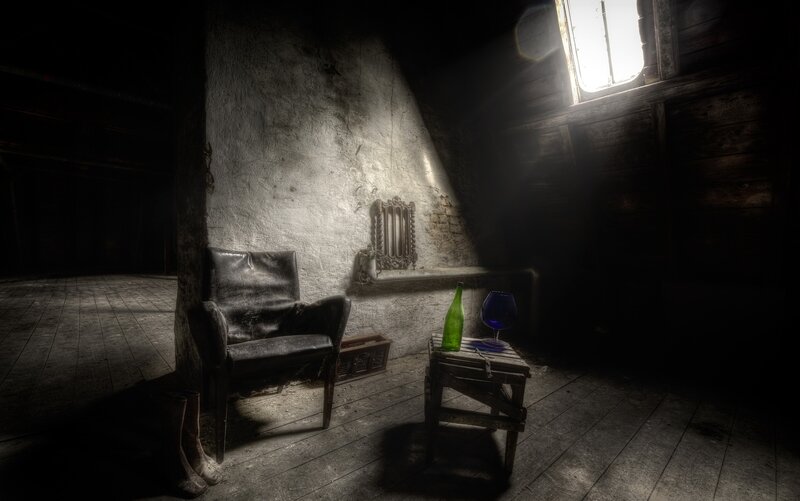 Abandoned Room with Chair — Black