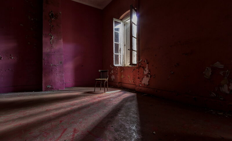 Abandoned Room with Chair — Red