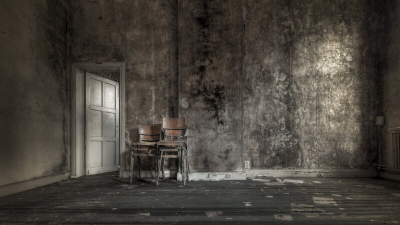 Abandoned Room with Chairs — Gray