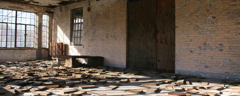 abandoned room with debris
