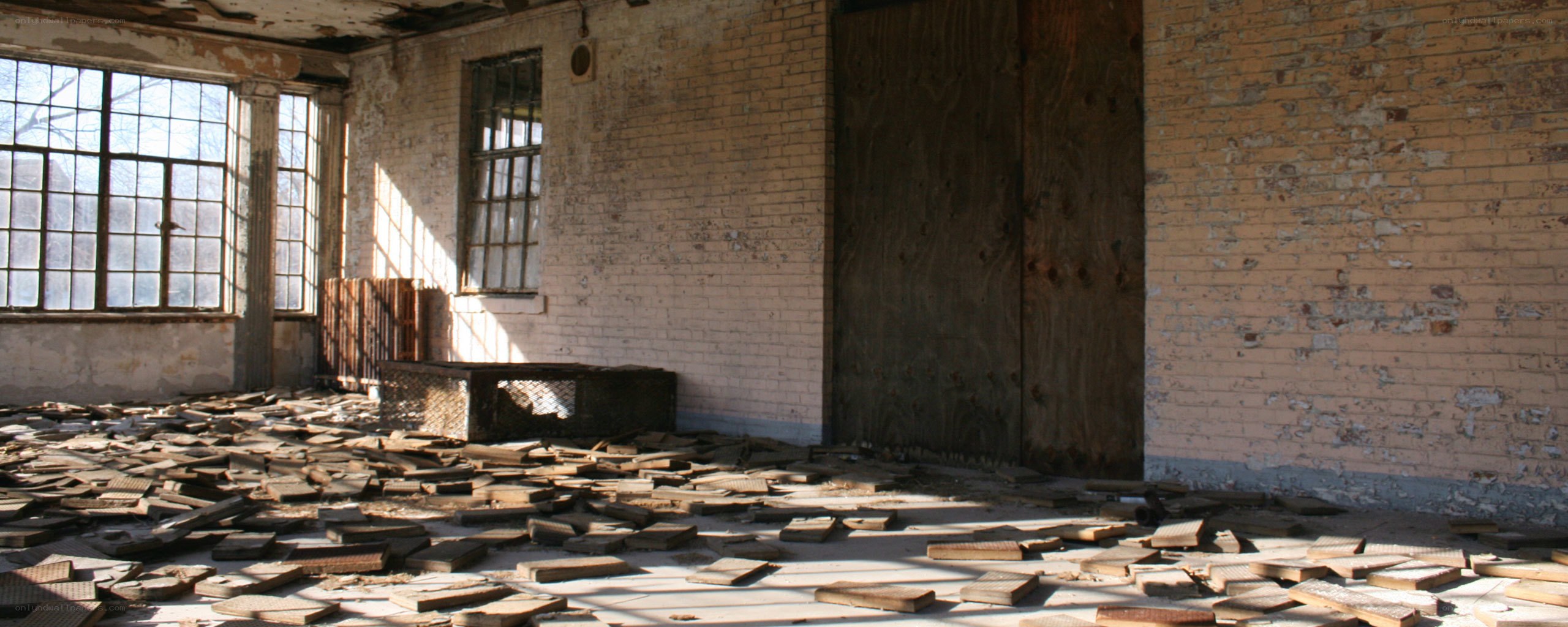 abandoned room with debris