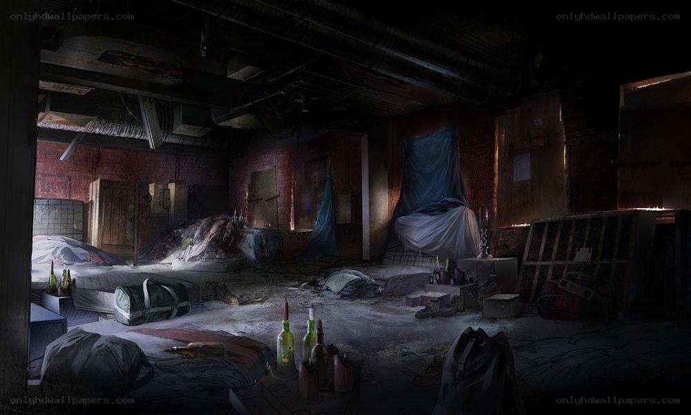 abandoned room with debris