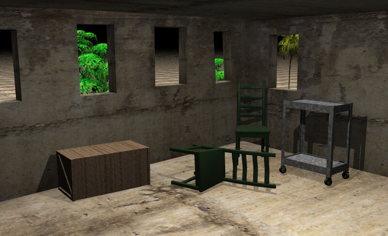 abandoned room with furniture