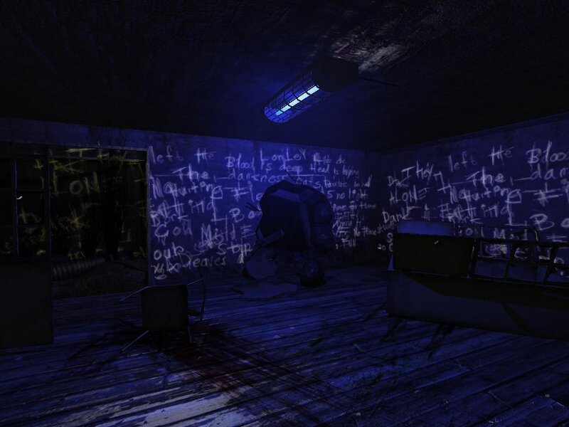 abandoned room with graffiti