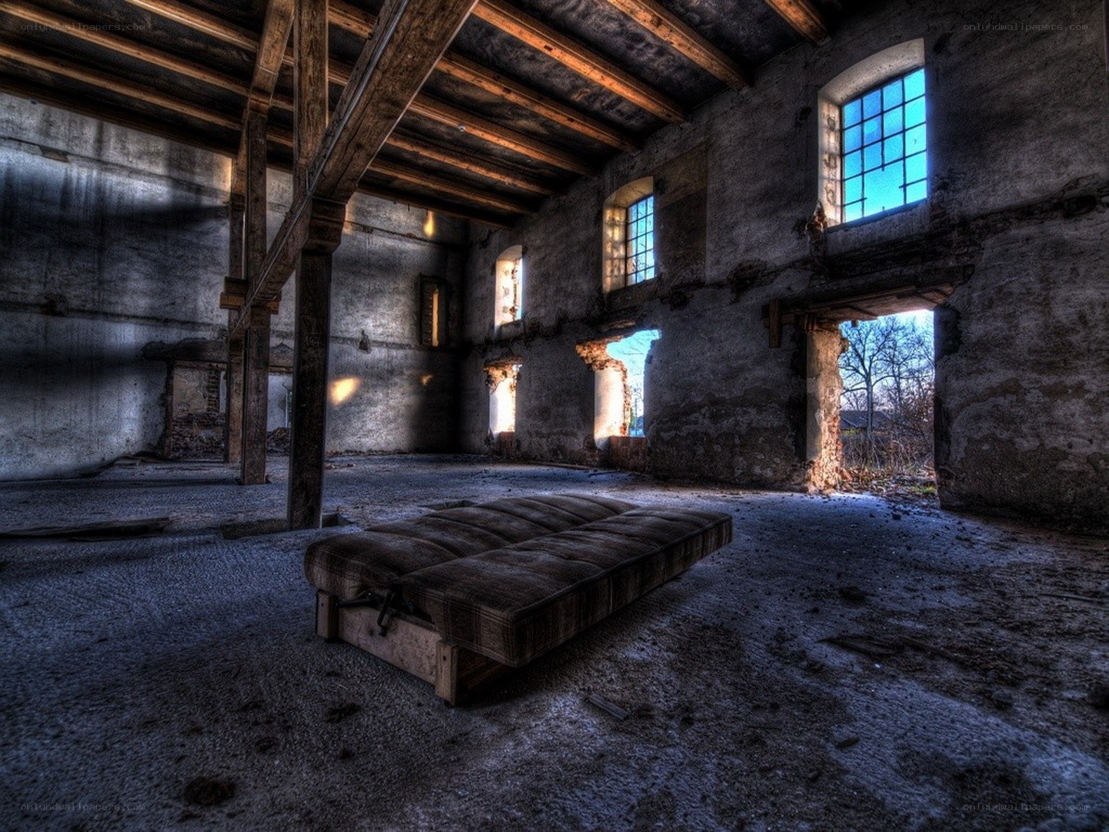 Abandoned room with mattress