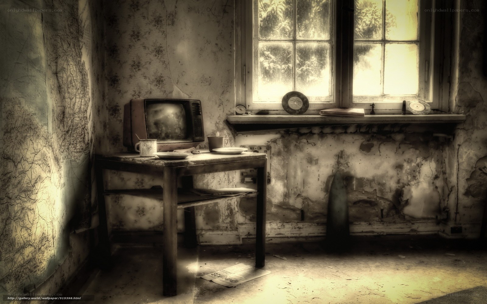 Abandoned room with old TV