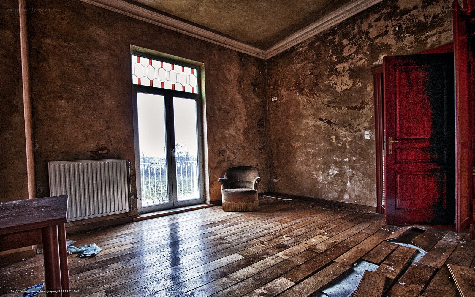 abandoned room with peeling walls