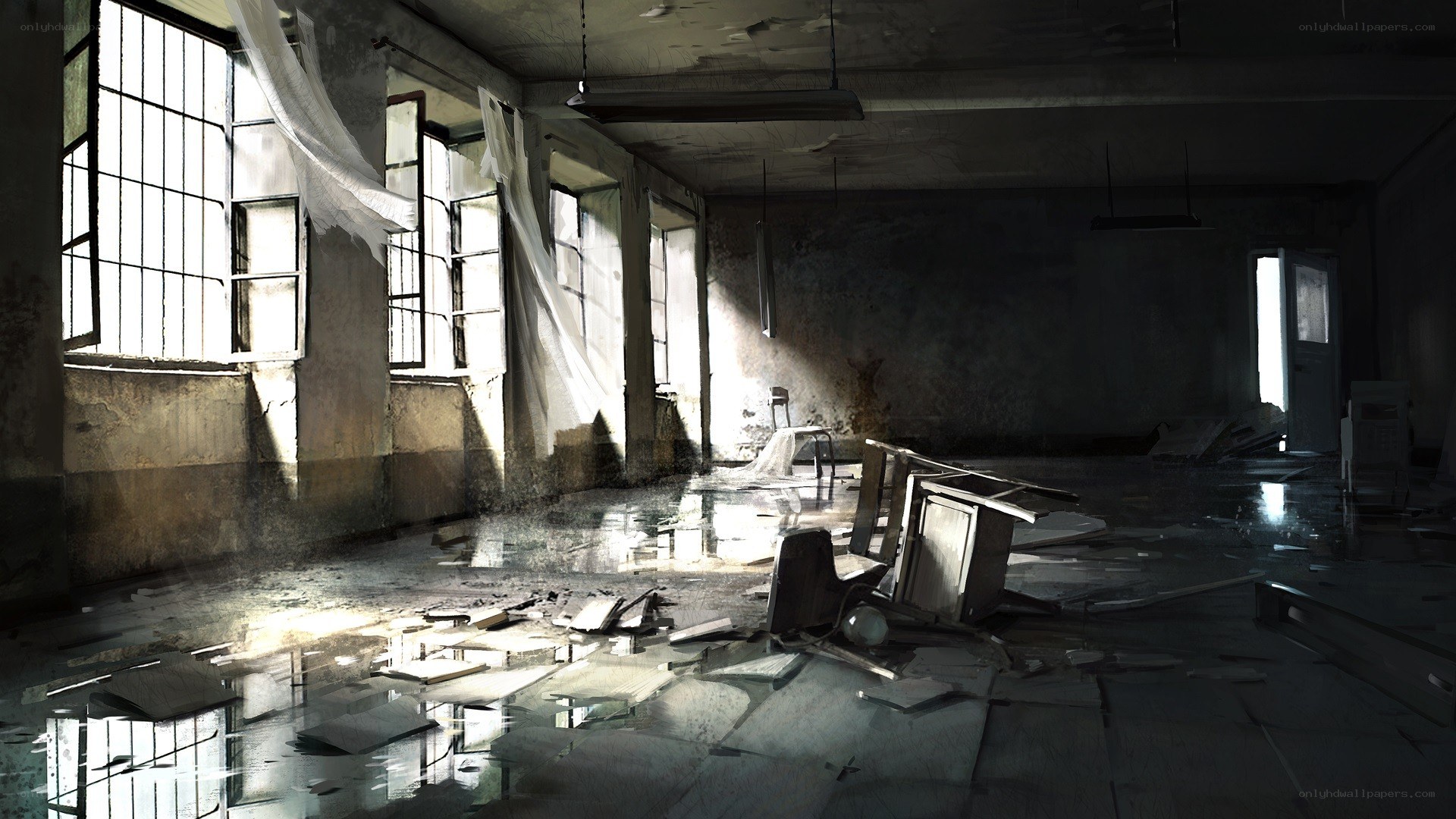 abandoned room with sunlight