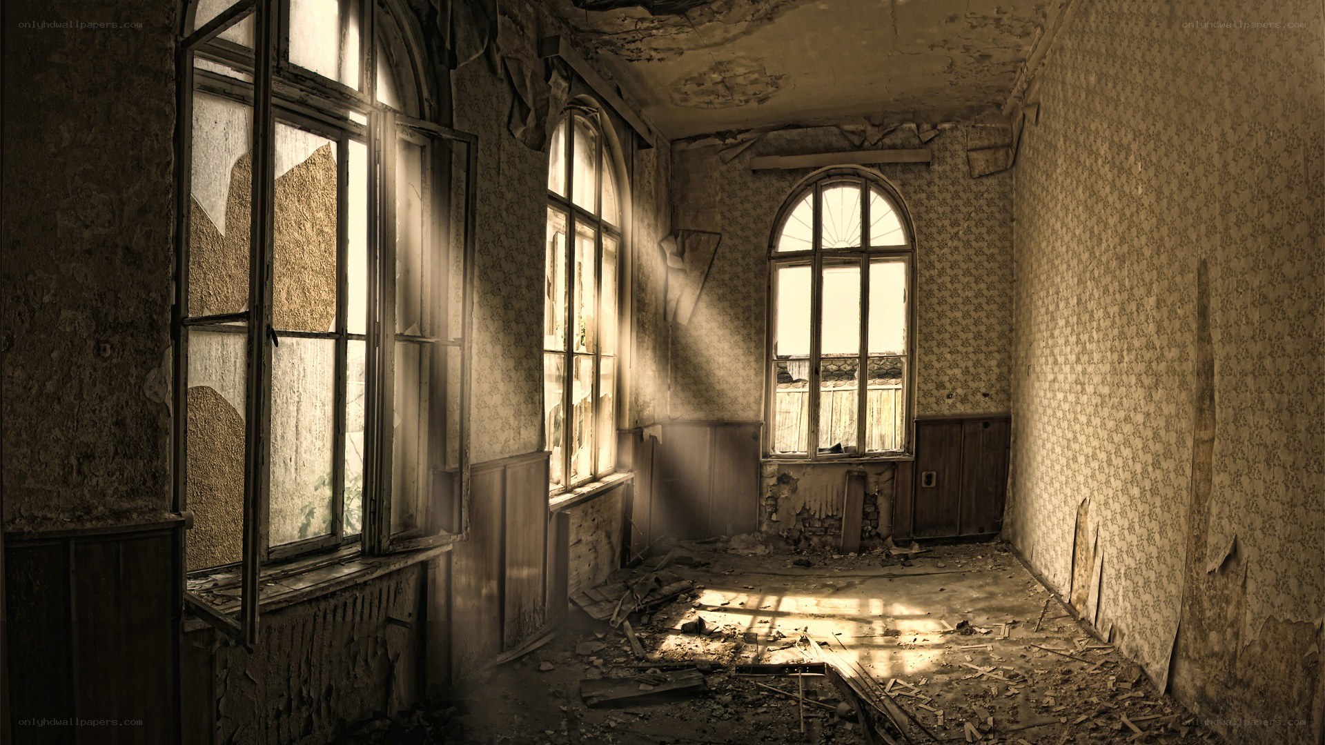 abandoned room with sunlight