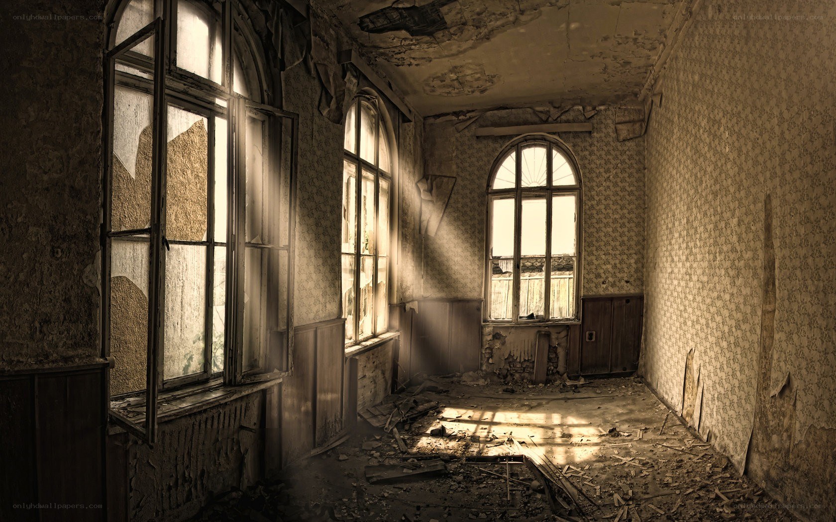 abandoned room with sunlight