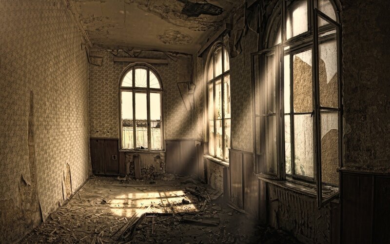 abandoned room with sunlight