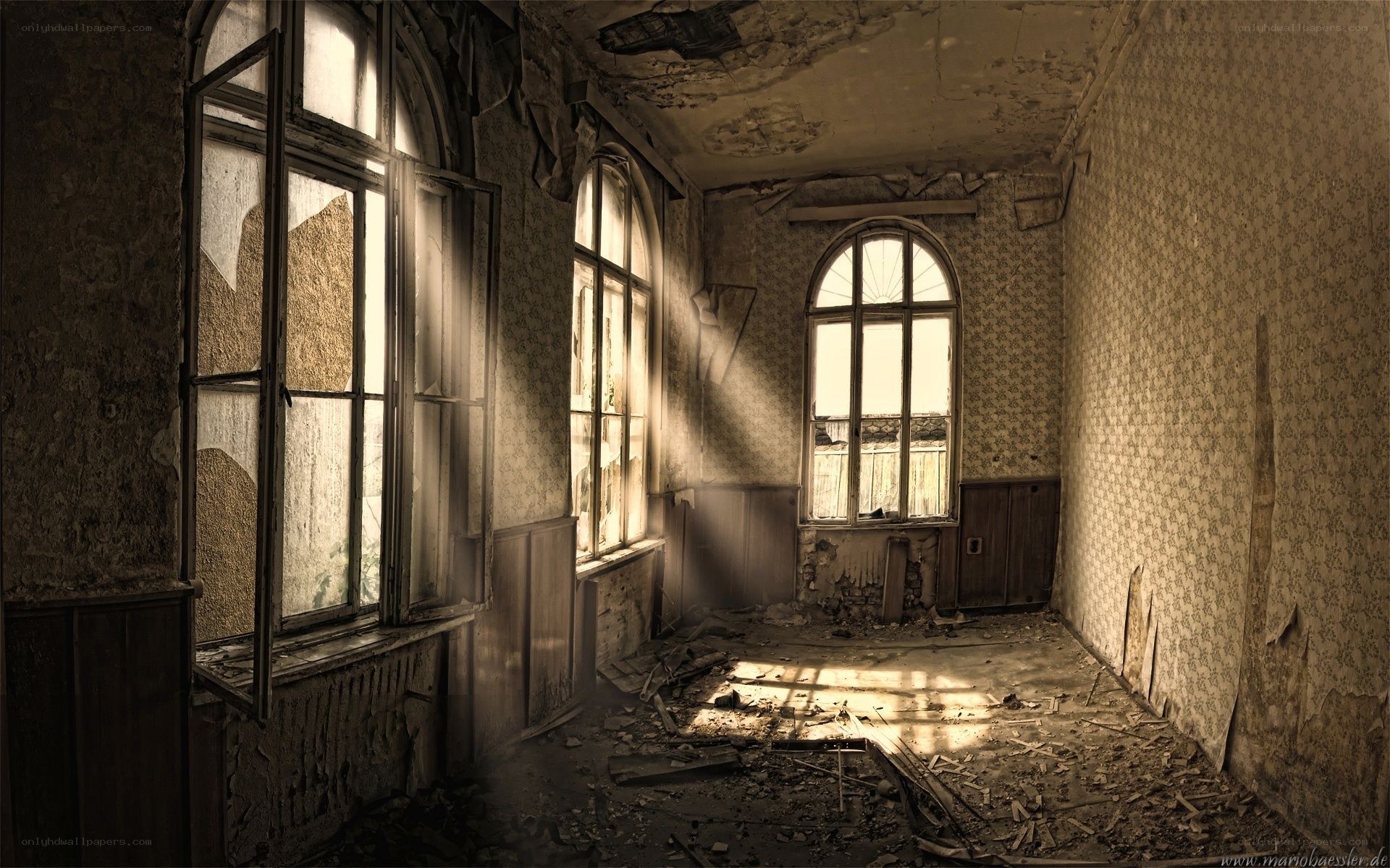 abandoned room with sunlight