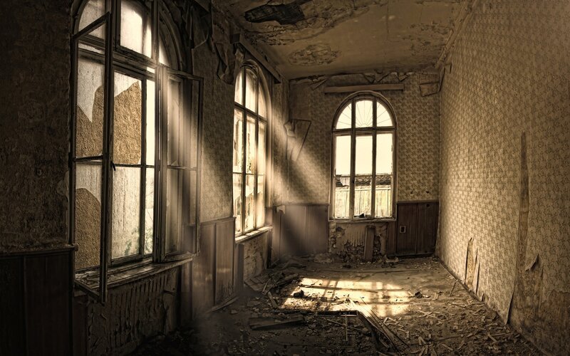 abandoned room with sunlight