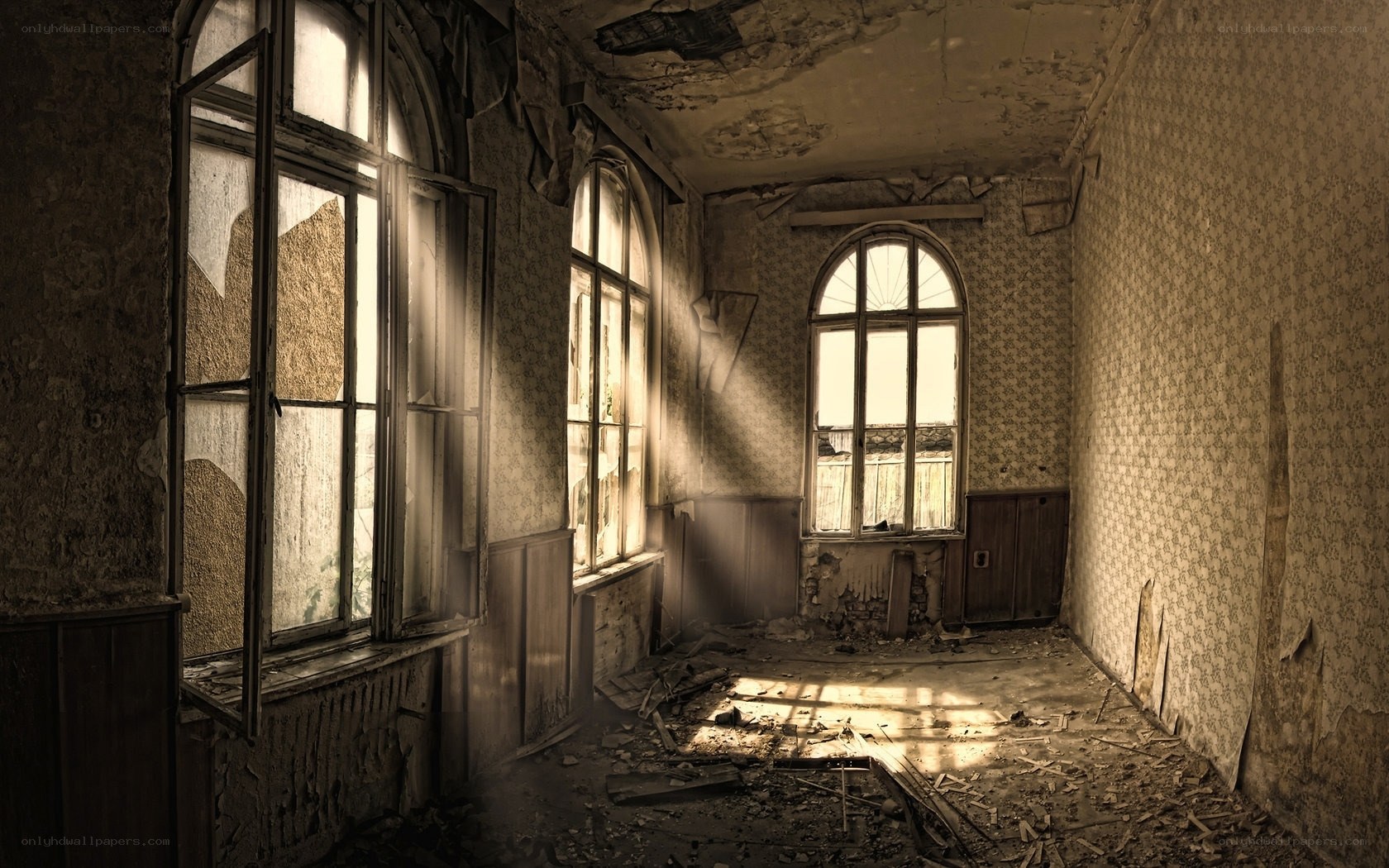 abandoned room with sunlight