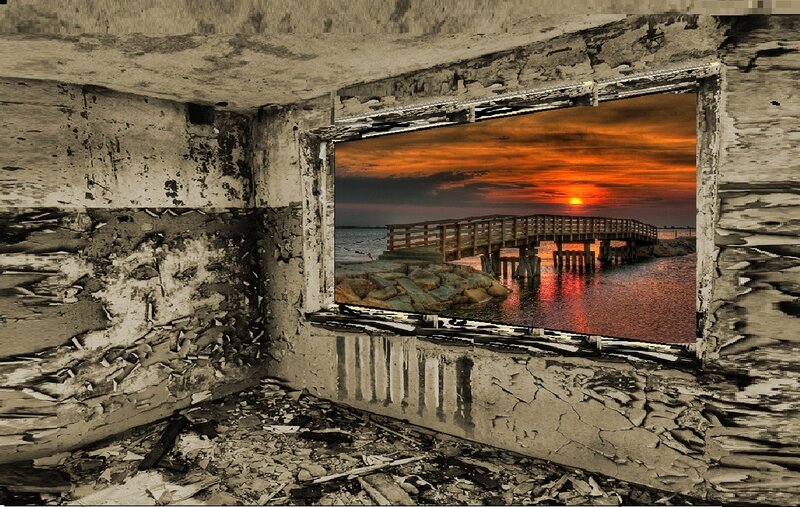 Abandoned Room with Sunset View