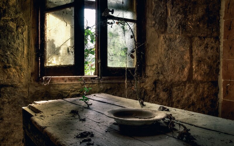 Abandoned Room with Table — Brown, Dramatic