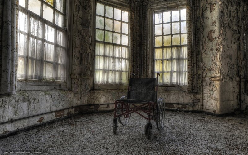 abandoned room with wheelchair