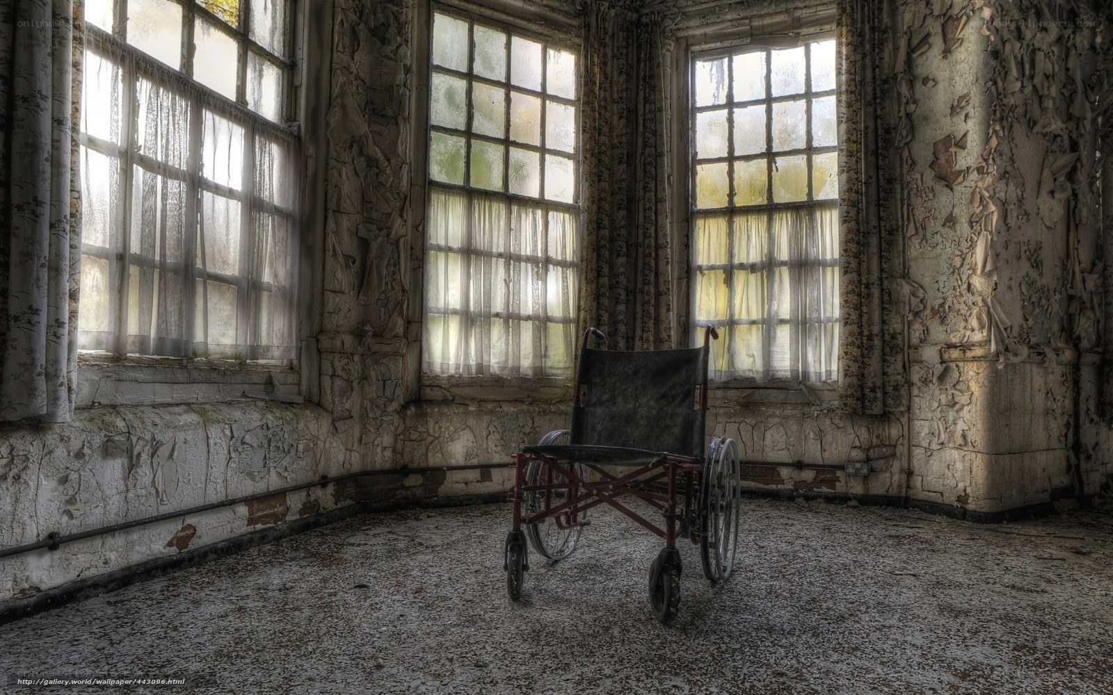 abandoned room with wheelchair
