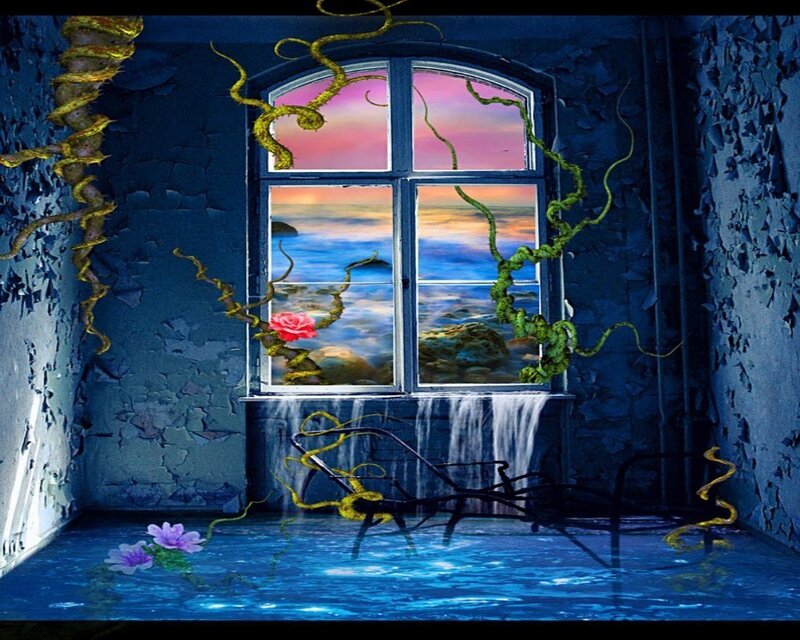 Abandoned Room with Window — Blue