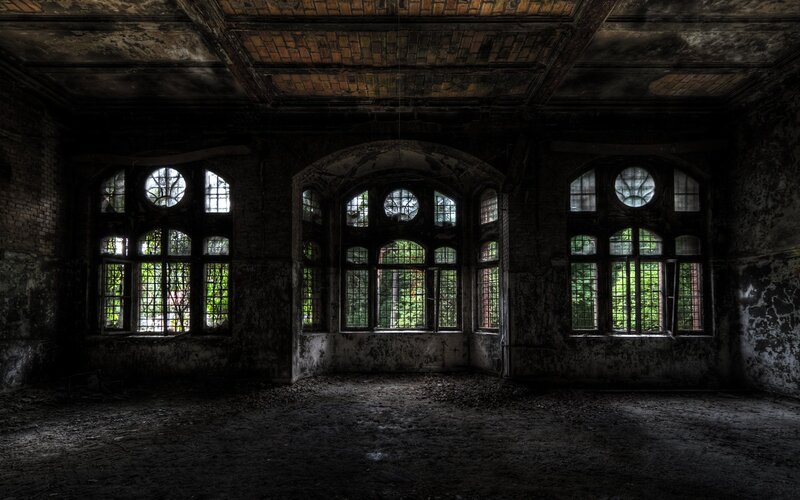 Abandoned Room with Windows — Black