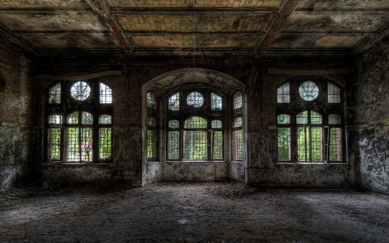 Abandoned Room with Windows — Brown, Dramatic