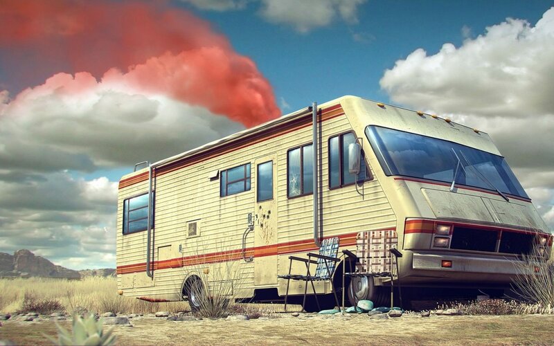 abandoned RV in desert