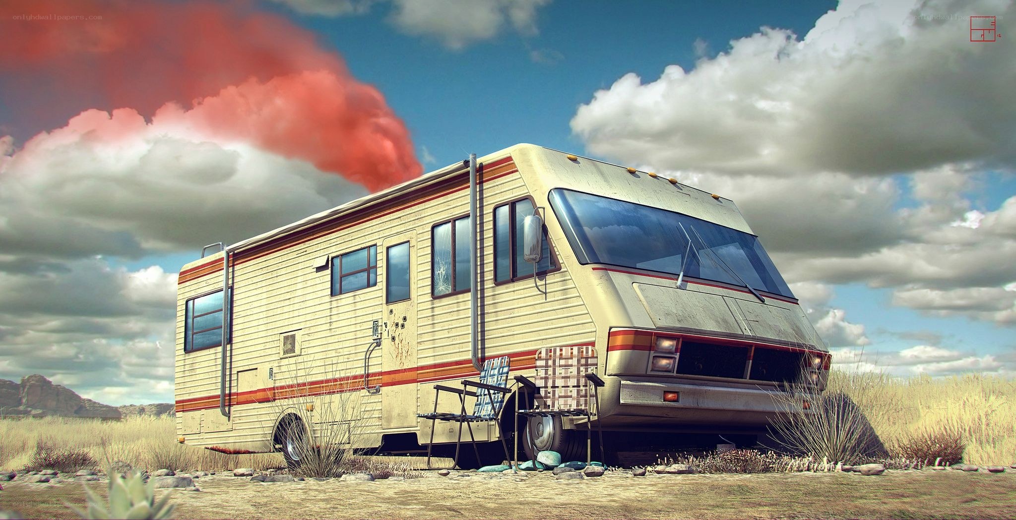 Abandoned RV in desert