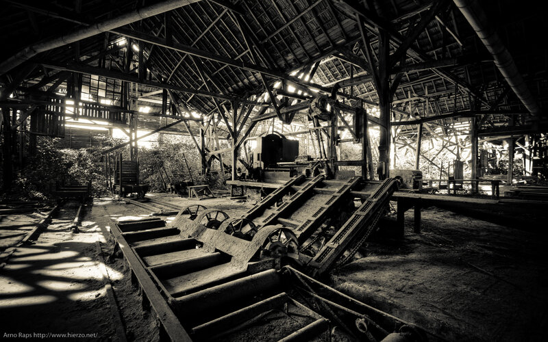 Abandoned sawmill interior