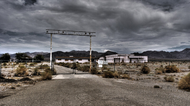 abandoned school in desert