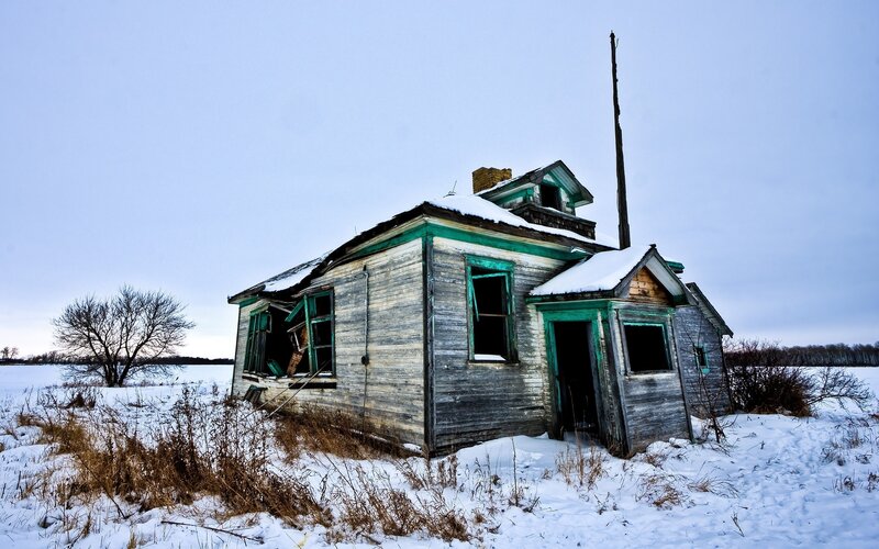 Abandoned Schoolhouse — White, Desolate
