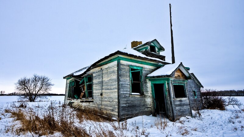 Abandoned Schoolhouse — White