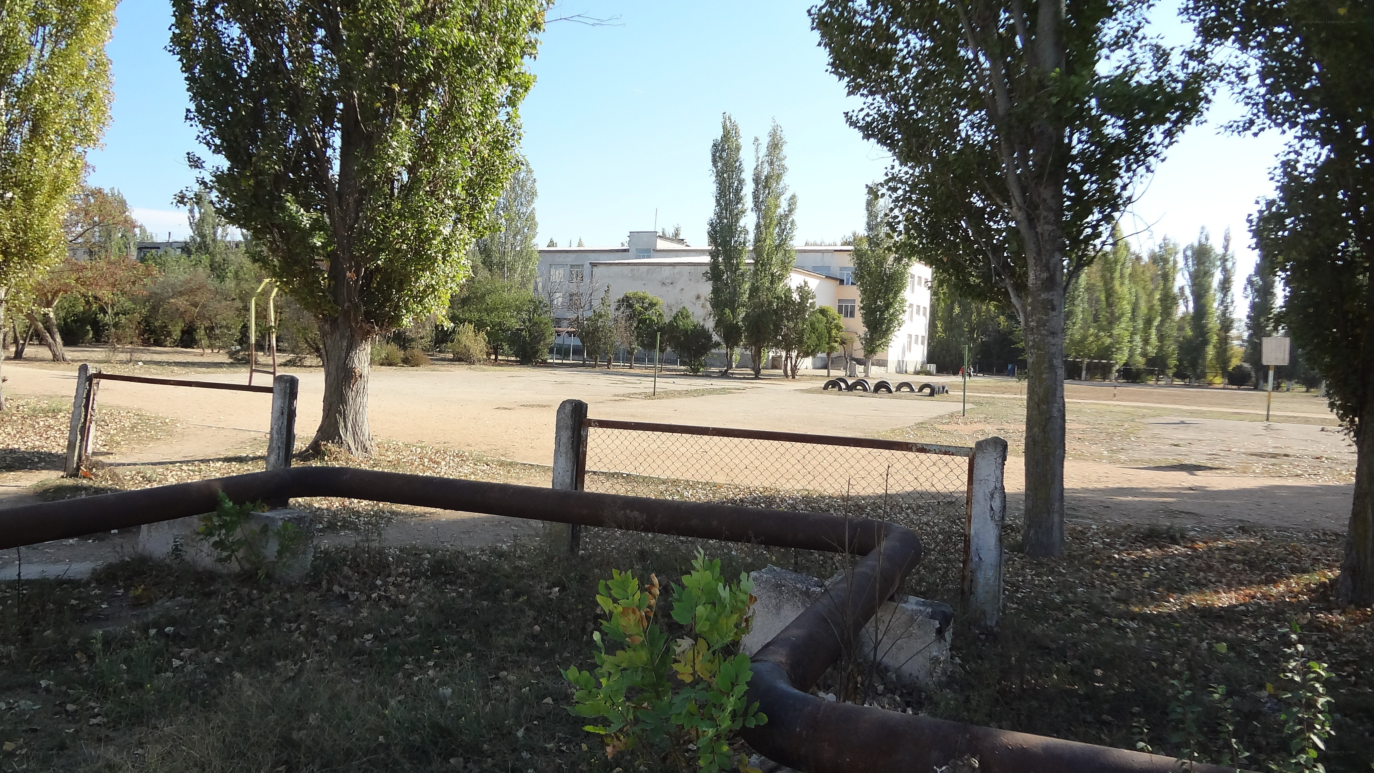 abandoned schoolyard with playground