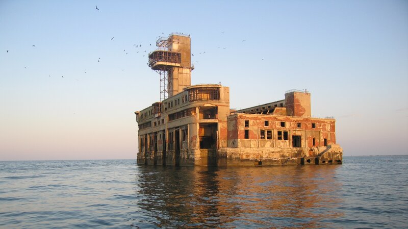 Abandoned sea fort structure