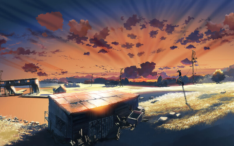 Abandoned Shed at Sunset — Orange, Dramatic