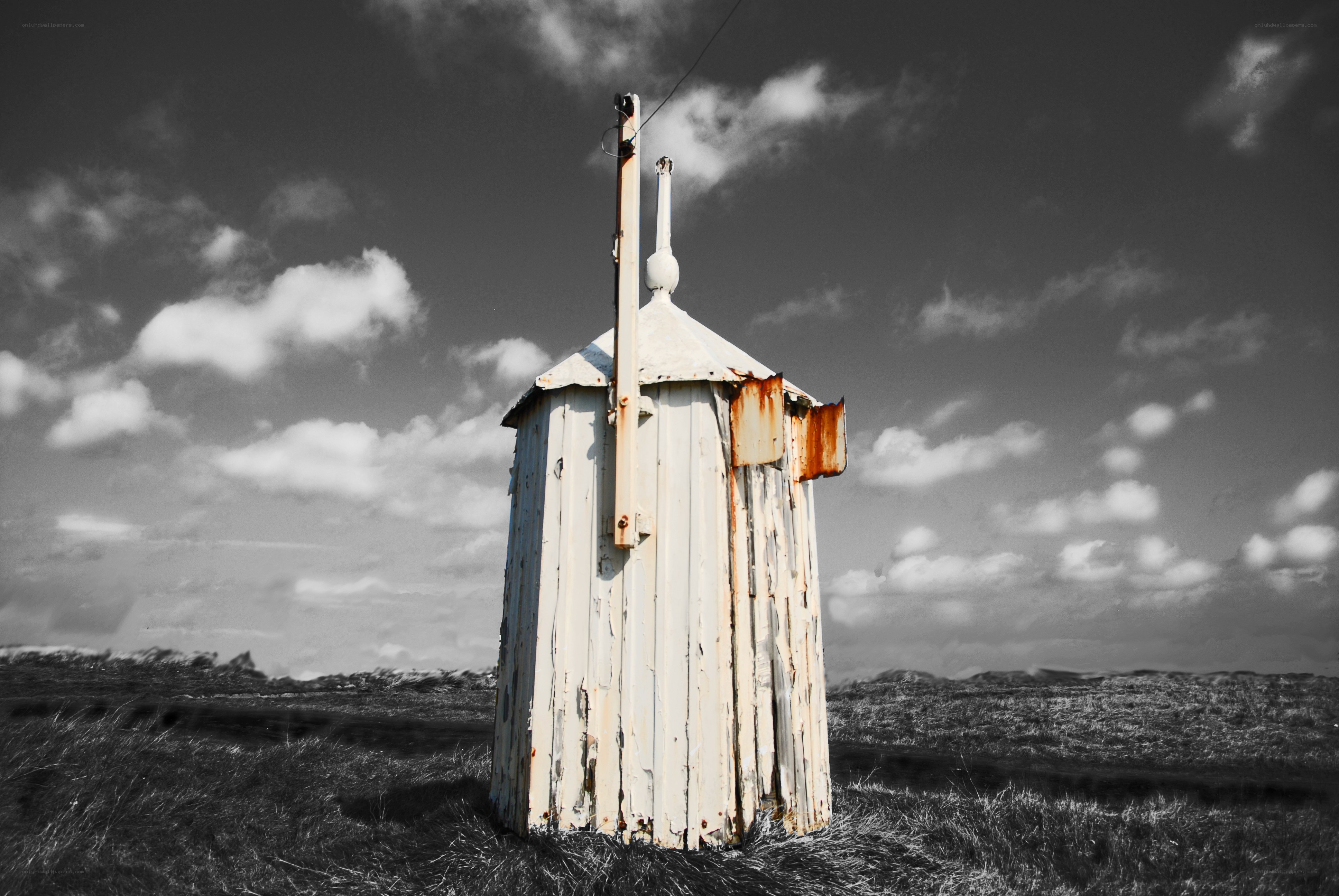 Abandoned shed in a field