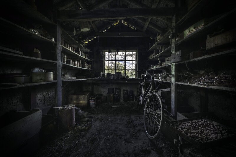 Abandoned Shed Interior — Black