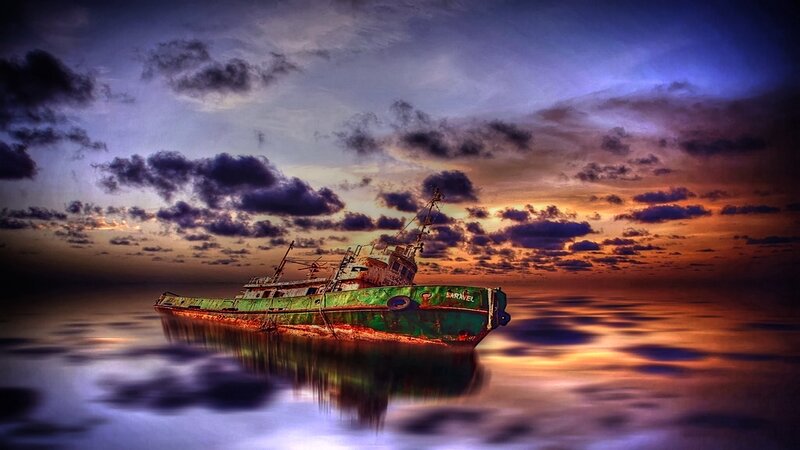 Abandoned Ship at Sea