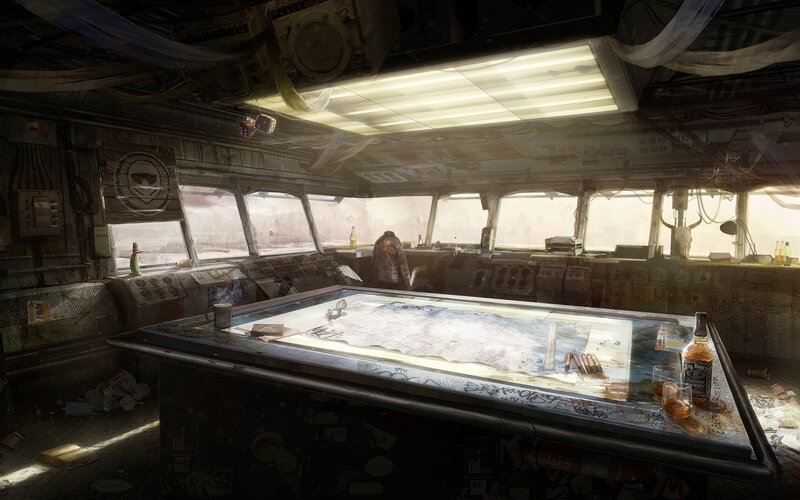 abandoned ship bridge interior