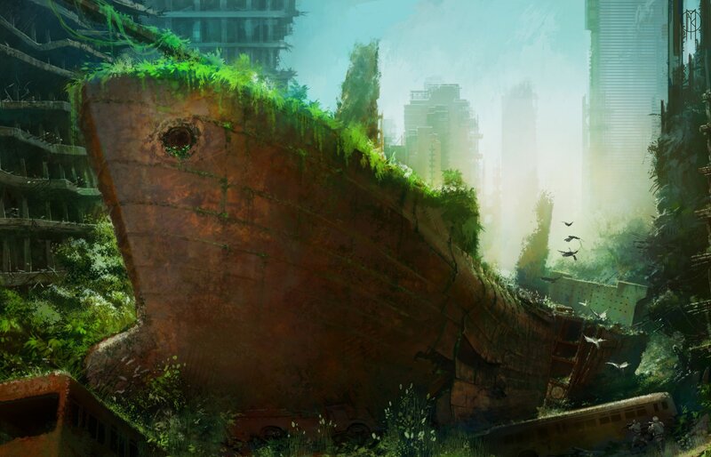 Abandoned Ship in City