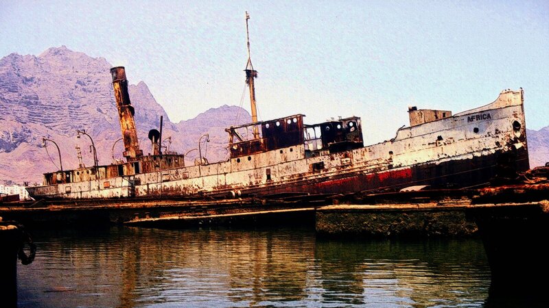 abandoned ship in harbor