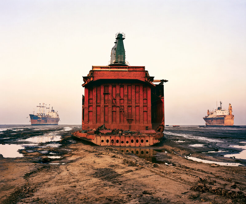 Abandoned ship in mudflats