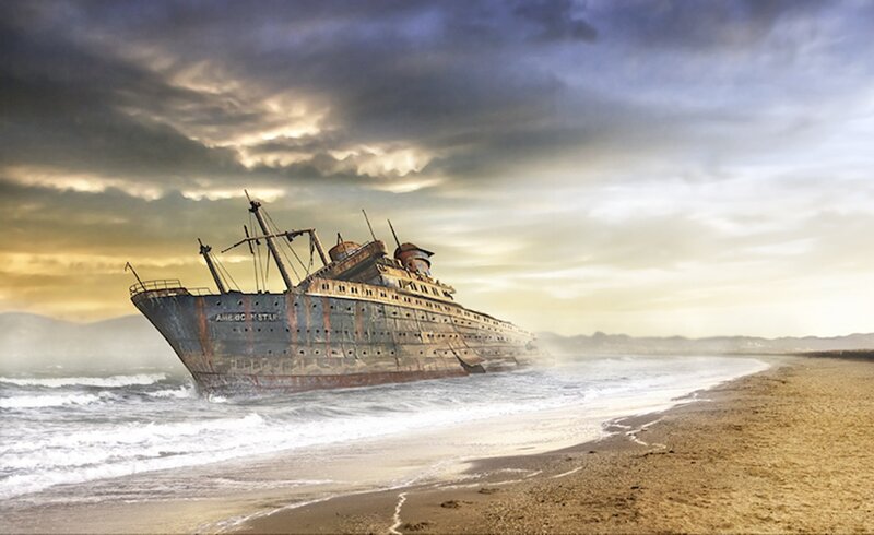 Abandoned Ship on Beach